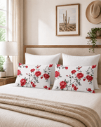 Baha Ranch Red Floral Pillowcase Made in America - Qu!rk Boutique