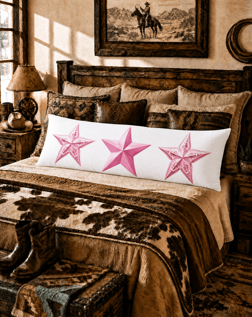 Baha Ranch Pink Cowgirl Stars Body Pillow Cover Made in America - Qu!rk Boutique