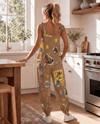 Baha Ranch Vintage Cowgirl Collage Overalls Jumpsuit - Qu!rk Boutique