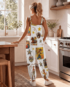 Baha Ranch Vintage Cowgirl Collage Western Overalls Jumpsuit - Qu!rk Boutique