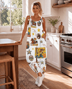 Baha Ranch Vintage Cowgirl Collage Western Overalls Jumpsuit - Qu!rk Boutique