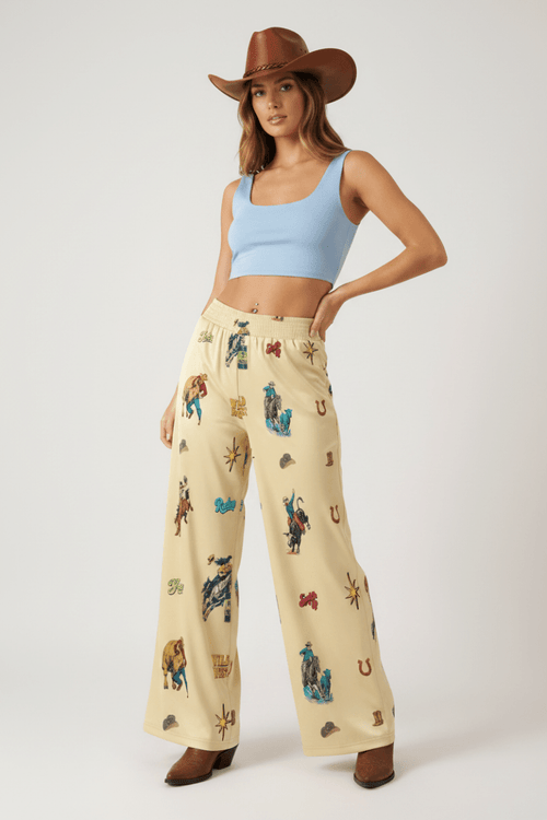 Baha Ranch The Last Roundup Rodeo High Waisted Wide Leg Pants - Qu!rk Boutique