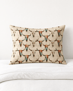 Baha Ranch Bull Skulls Pillow Case Made in America - Qu!rk Boutique