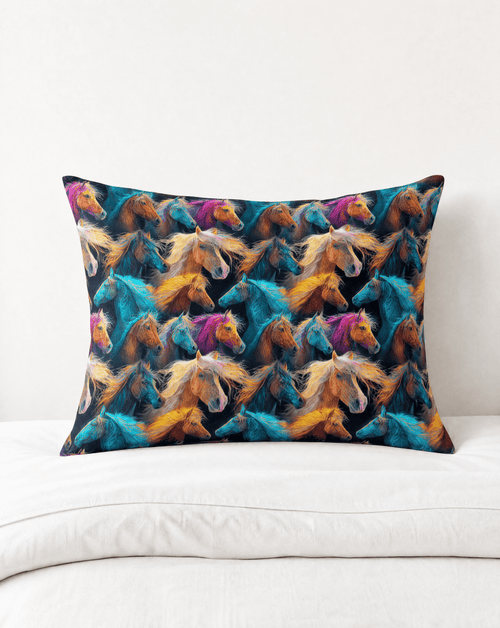 Baha Ranch Colorful Horses Pillowcase Made in America - Qu!rk Boutique