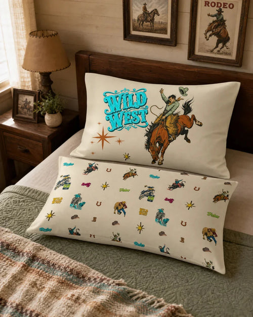 Baha Ranch The Last Roundup Bronc Rider Wild West Pillow Case Made in America - Qu!rk Boutique