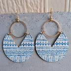 Geometric Pattern Circle Wood Earrings - Qu!rk Boutique
