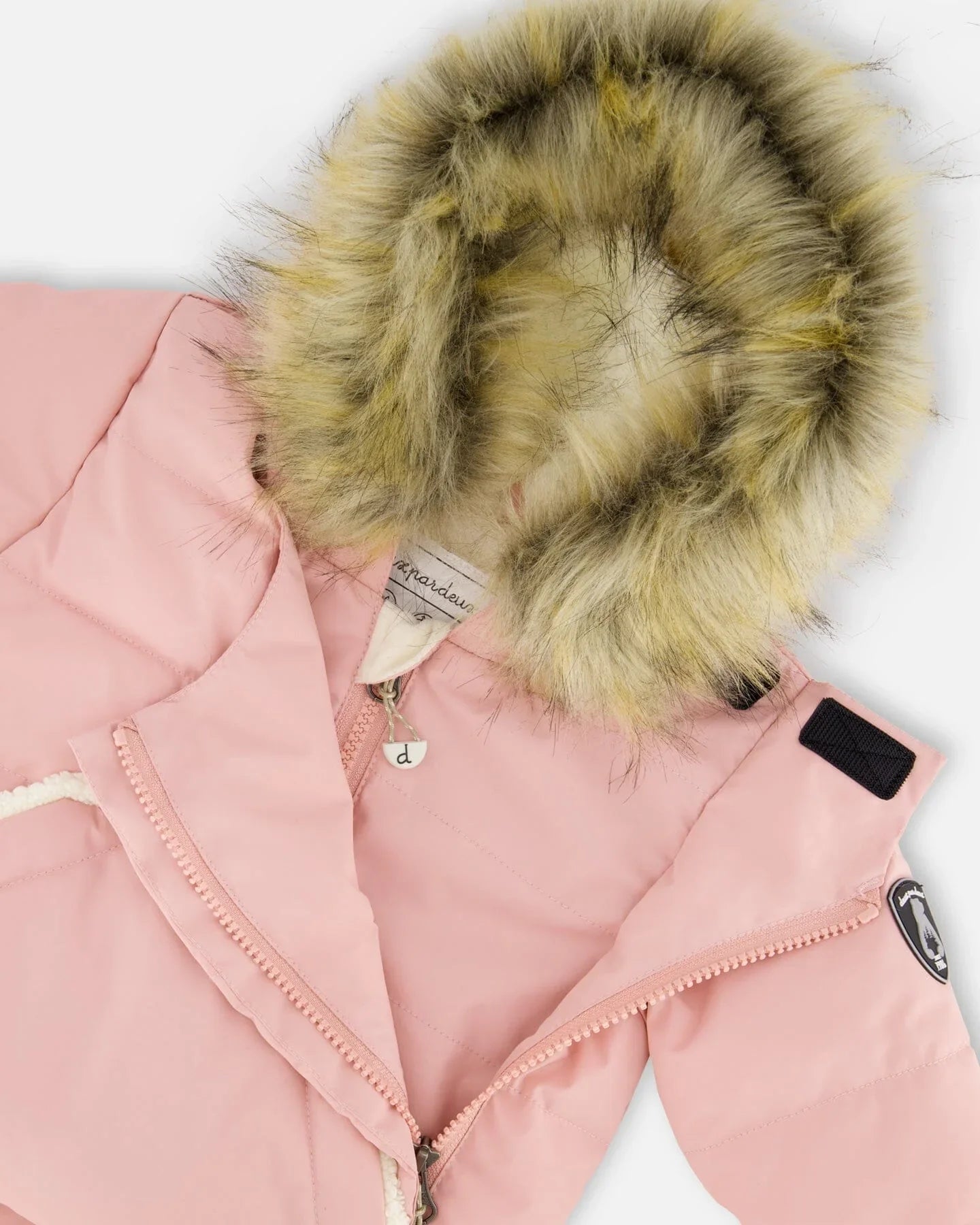 Pink winter coat with faux fur hood and zipper, featured by Qu!rk Boutique & Gift Shop
