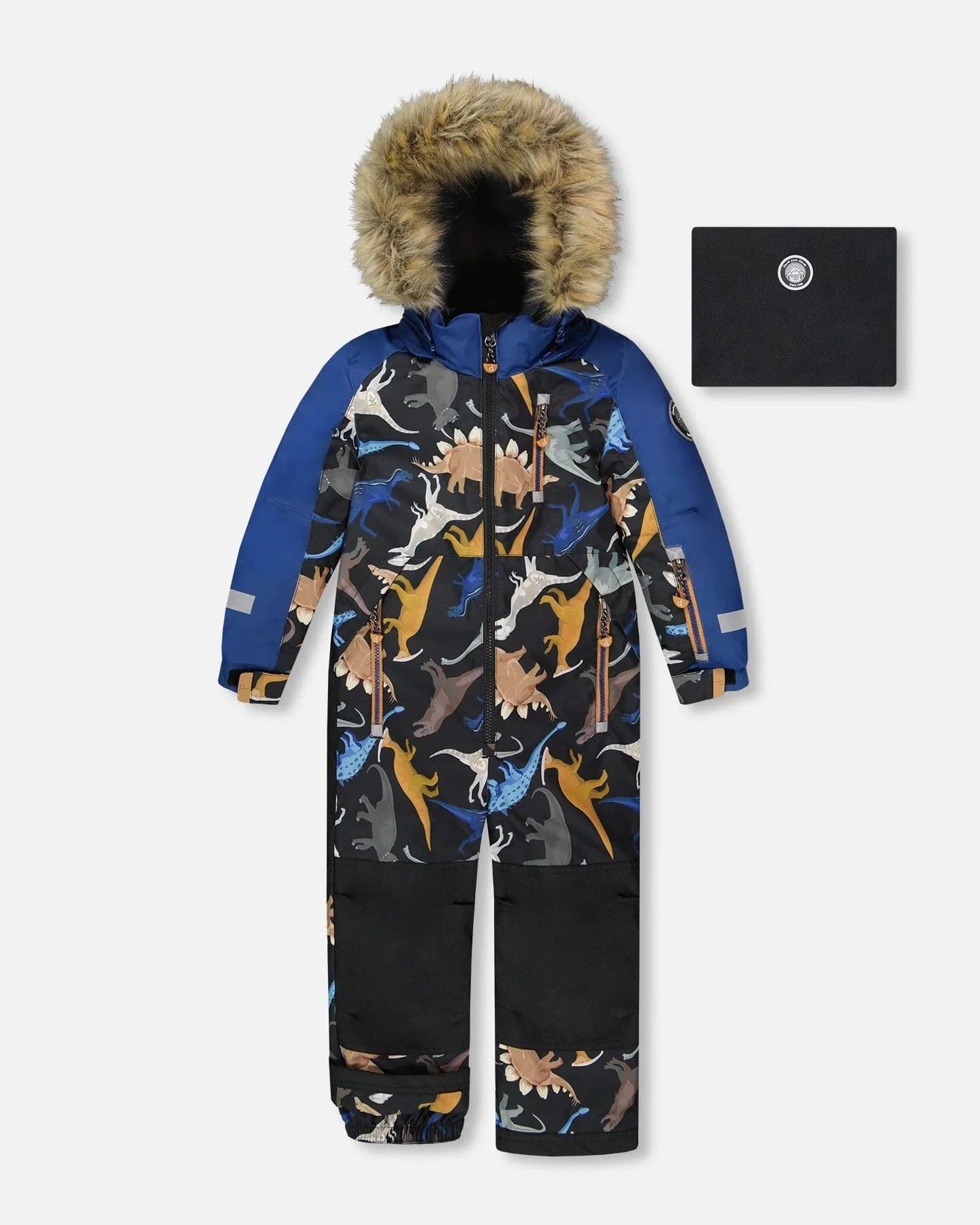 Children's dinosaur print snowsuit with faux fur hood from Qu!rk Boutique