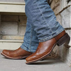 Miel Square Toe Leather Cowboy Boots - Qu!rk Boutique