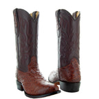 Men's Cognac Ostrich Print Cowboy Boots (H7002) - Qu!rk Boutique