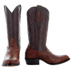 Men's Cognac Ostrich Print Cowboy Boots (H7002) - Qu!rk Boutique