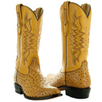 Men's Mantequilla Ostrich Print Cowboy Boots (H7002) - Qu!rk Boutique