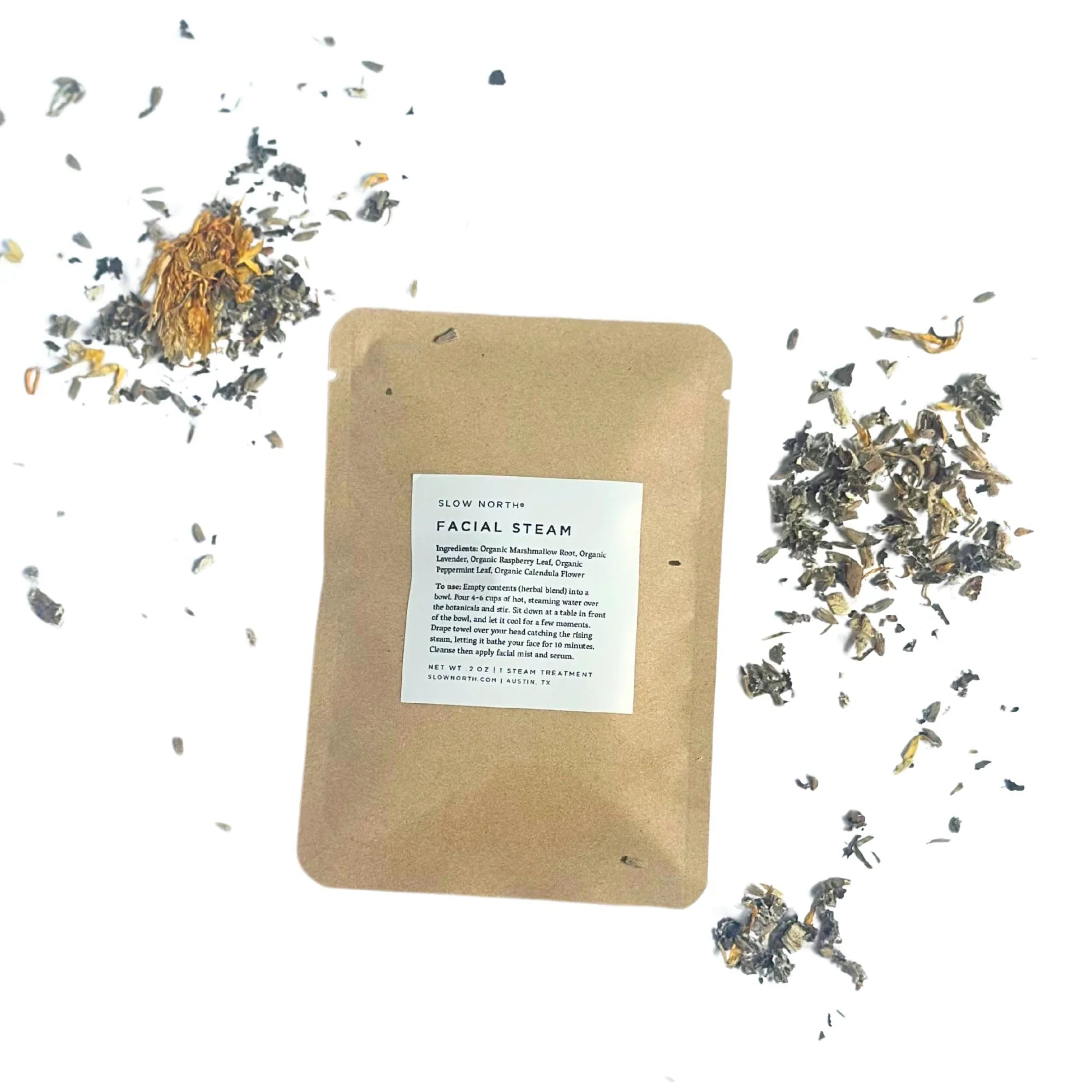 Herbal facial steam pouch with dried botanical blend, eco-friendly skincare at Qu!rk Boutique