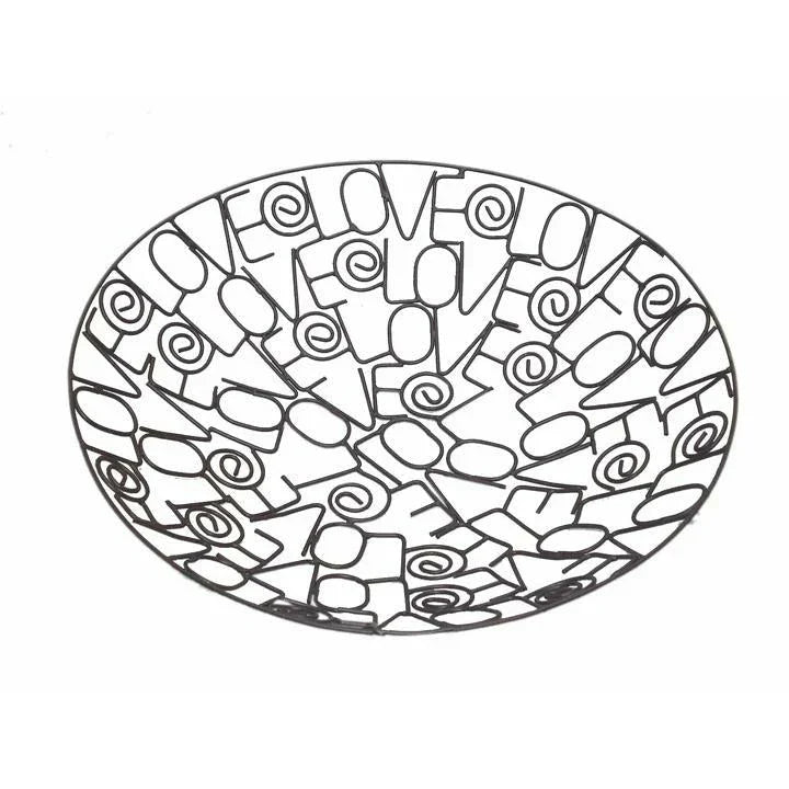 Decorative black wire LOVE bowl with artistic swirls, Qu!rk Boutique home gift