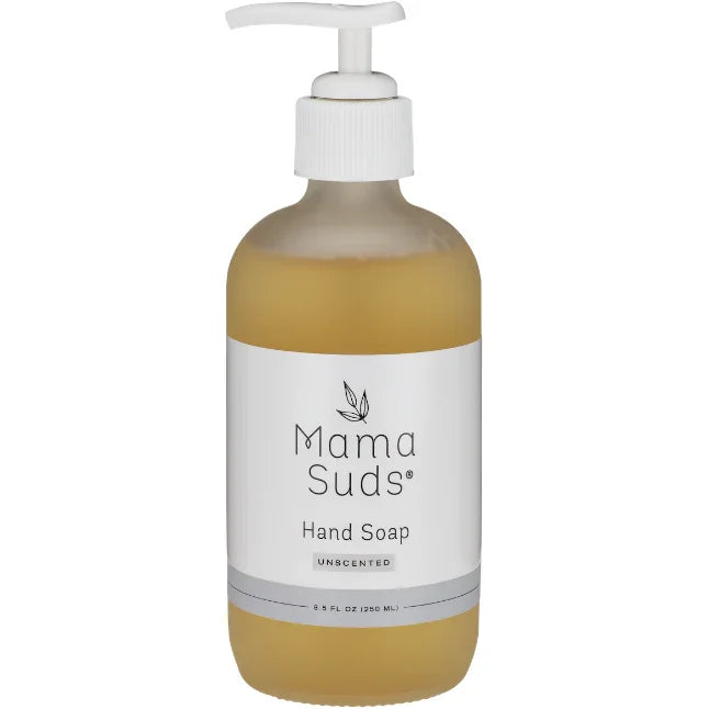 Mama Suds unscented hand soap, 8 fl oz bottle with pump, eco-friendly boutique skincare