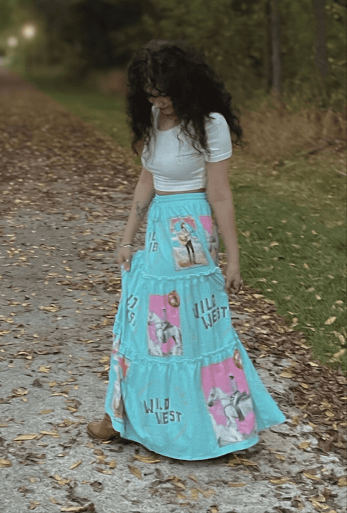 Baha Ranch Retro Pop Western Prairie Maxi Skirt - Qu!rk Boutique