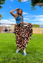 Baha Ranch Retro Pop Western Leopard Print Maxi Prairie Skirt - Qu!rk Boutique
