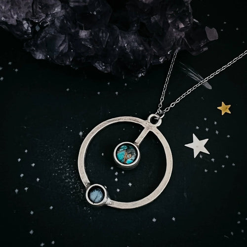 Artemis Necklace - Lunar Orbit Pendant with Natural Stones - Qu!rk Boutique