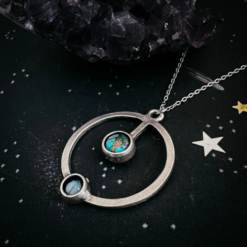 Artemis Necklace - Lunar Orbit Pendant with Natural Stones - Qu!rk Boutique