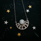 Moon Goddess Necklace - Moon Phases Rainbow Moonstone Pendant - Qu!rk Boutique