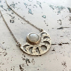 Moon Goddess Necklace - Moon Phases Rainbow Moonstone Pendant - Qu!rk Boutique