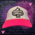 Raisin’ Hell Girls Neon Pink Trucker Hat w/ Pearl Chain