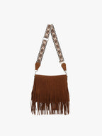 Sadie Dark Brown Suede Fringe Crossbody w/ Guitar Strap Purse - Qu!rk Boutique