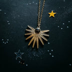 Dark Before the Dawn Sunburst Pendant Necklace with Copper Lapis Lazuli - Qu!rk Boutique