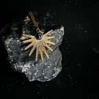 Dark Before the Dawn Sunburst Pendant Necklace with Copper Lapis Lazuli - Qu!rk Boutique