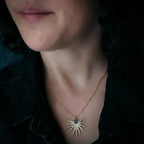 Dark Before the Dawn Sunburst Pendant Necklace with Copper Lapis Lazuli - Qu!rk Boutique