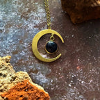 Starlit Crescent Necklace with Blue Sandstone - Qu!rk Boutique