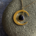 Starlit Crescent Necklace with Blue Sandstone - Qu!rk Boutique