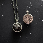 Small Round Meteorite Pendant Necklace in Matte Brushed Silver - Qu!rk Boutique