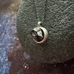 Small Round Meteorite Pendant Necklace in Matte Brushed Silver - Qu!rk Boutique