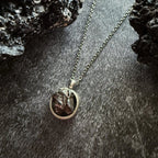 Small Round Meteorite Pendant Necklace in Matte Brushed Silver - Qu!rk Boutique