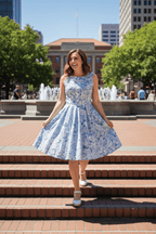Elizabeth Dress in Sky Floral - Qu!rk Boutique