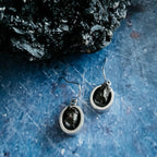 Oval Dangle Earrings with Raw Meteorite - Qu!rk Boutique