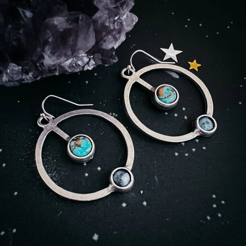 Artemis Lunar Orbit Earrings with Natural Stones - Qu!rk Boutique