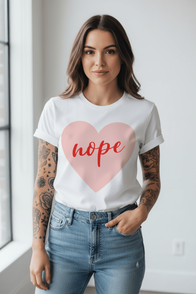 Nope w/ Pink Heart - Anti-Valentines - Qu!rk Boutique