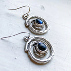 Milky Way Earrings - Spiral Silver Dangle Earrings with Labradorite - Qu!rk Boutique