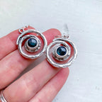 Milky Way Earrings - Spiral Silver Dangle Earrings with Labradorite - Qu!rk Boutique