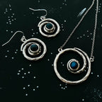 Milky Way Jewelry Set - Spiral Silver Necklace and Earrings with Labradorite - Qu!rk Boutique