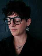 Milky Way Earrings - Spiral Silver Dangle Earrings with Labradorite - Qu!rk Boutique