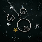 Meteorite Jewelry Set - Circle Necklace and Earrings - Qu!rk Boutique