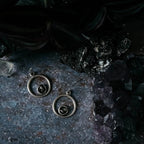 Circle Silver Earrings with Raw Meteorite - Qu!rk Boutique