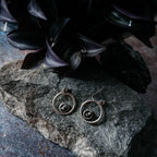 Circle Silver Earrings with Raw Meteorite - Qu!rk Boutique