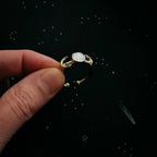 Lunar Witch Crescent Moon Ring with Rainbow Moonstone - Qu!rk Boutique