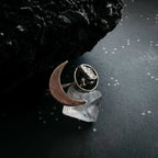 Crescent Moon Wrap Ring with Authentic Meteorite - Qu!rk Boutique