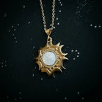 Lunar Witch Necklace - Rainbow Moonstone Pendant - Qu!rk Boutique