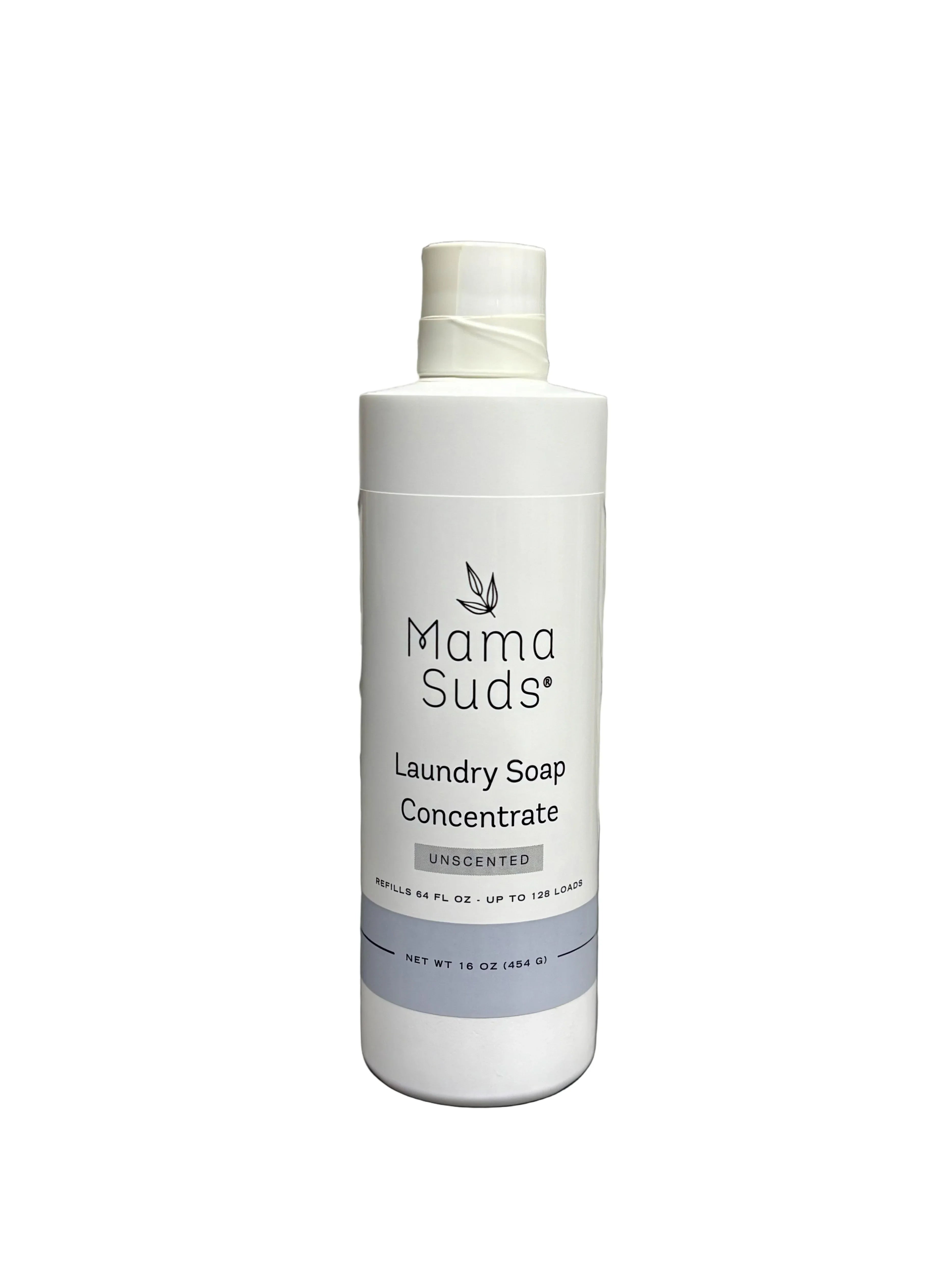 Mama Suds unscented laundry soap concentrate bottle on white background, eco-friendly cleaning at Qu!rk Boutique